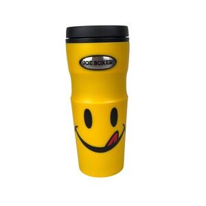 Joe Boxer Yellow Smiley Face Travel Mug Tumbler With Lid